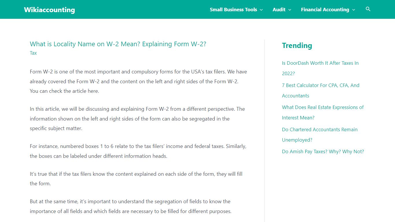 What is Locality Name on W-2 Mean? Explaining Form W-2?